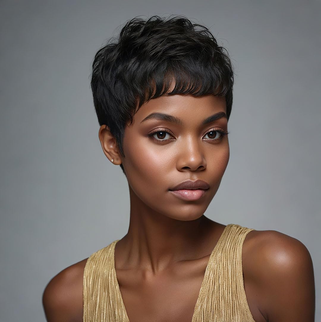 Short Pixie Cut Wig Human Hair Cheap - Парик из натуральных волос, короткий боб,