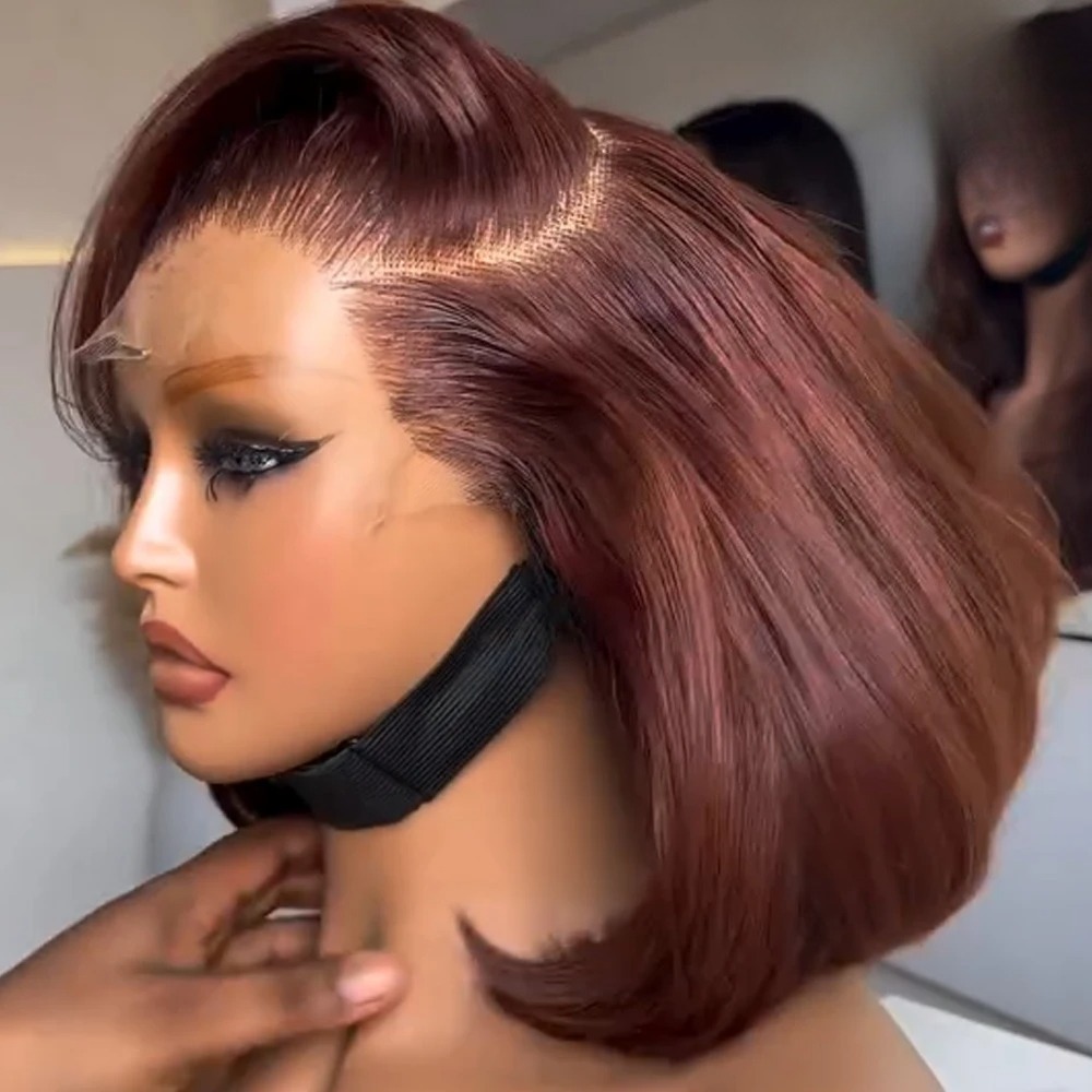 Pre Parted 13X4 Lace Front Bob Wig - Парик Bob Reddish Brown HD 13x4