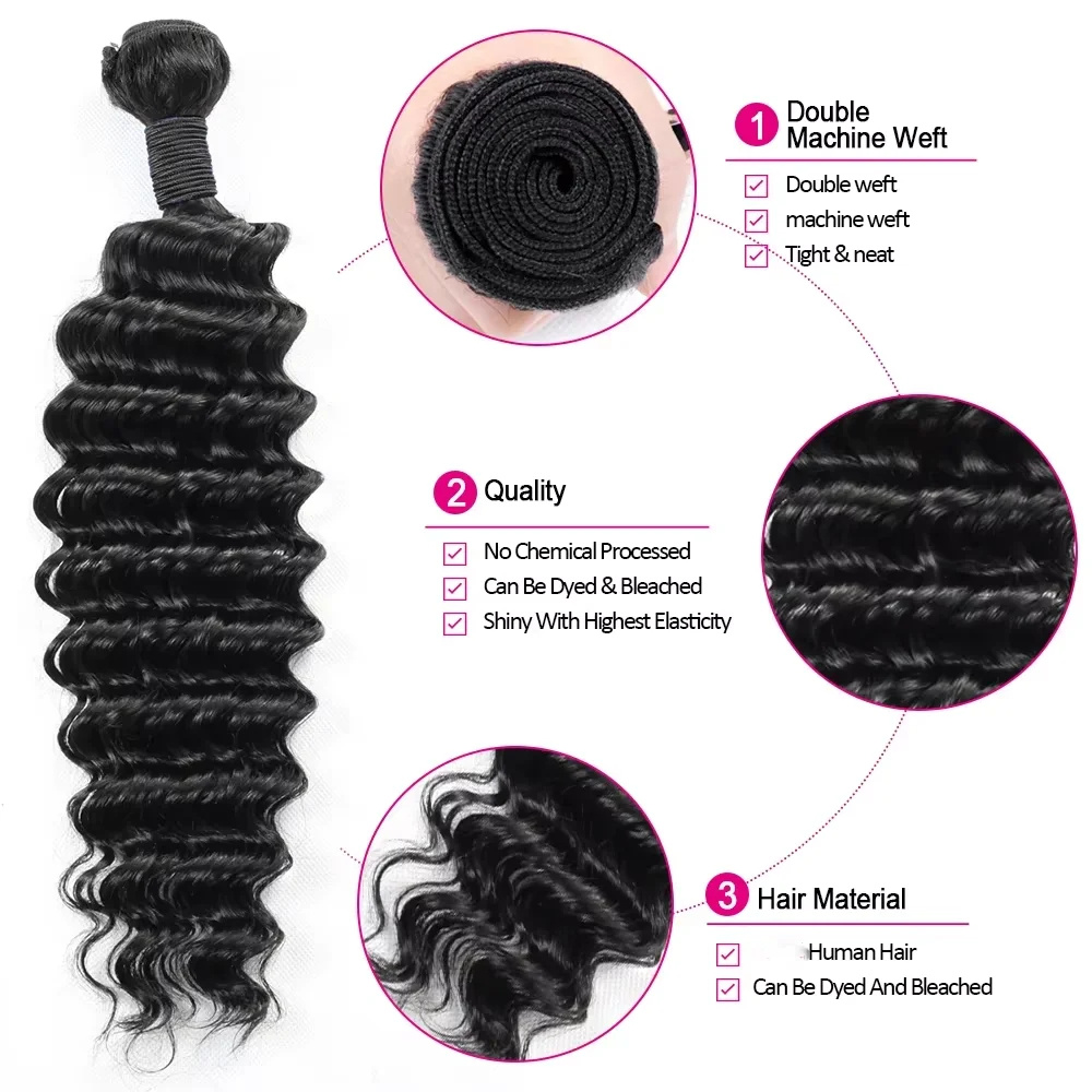 Бразильские натуральные волосы – обзор и цена Deep Wave 3 Bundles With Closure