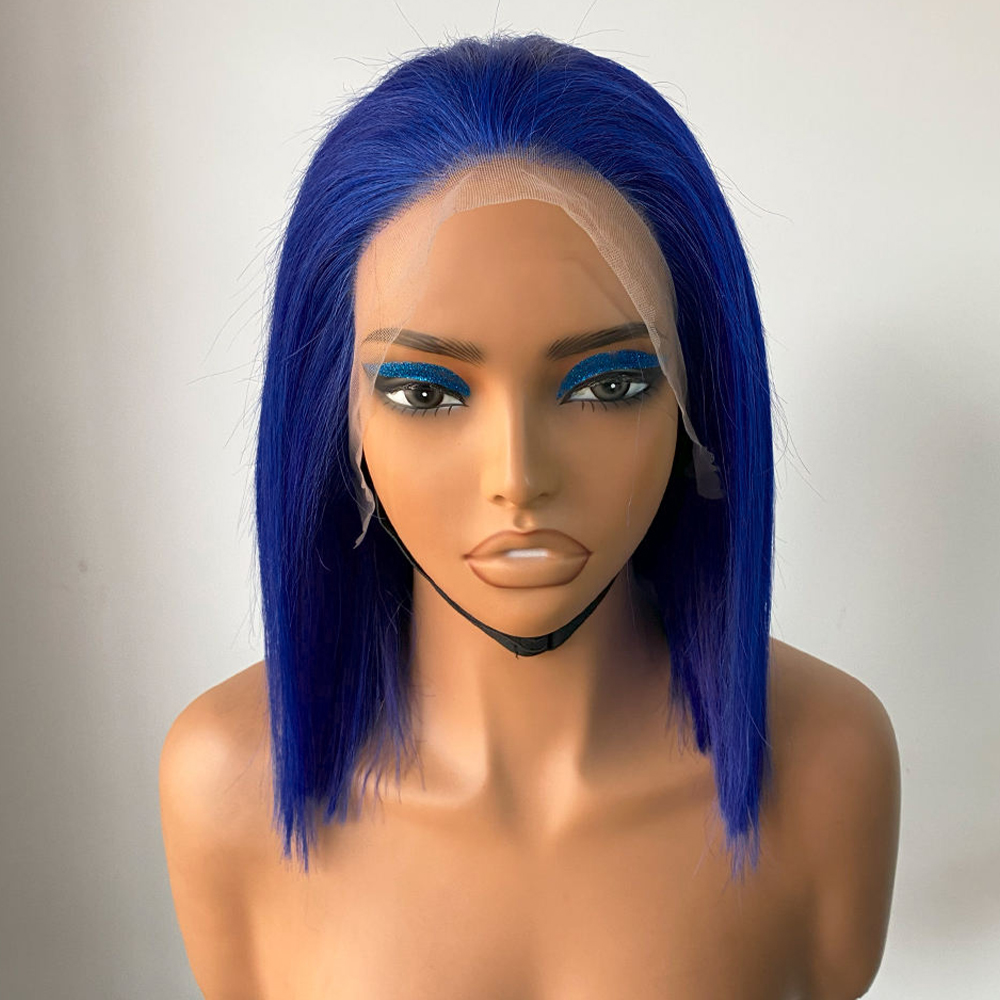 Синие прямые парики-боб из 100 – обзор и цена Human Hair Wigs