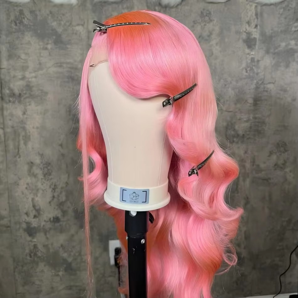 Кудрявый розовый парик с волни – обзор и цена Pre Parted 13X4 Lace Front Bob Wig