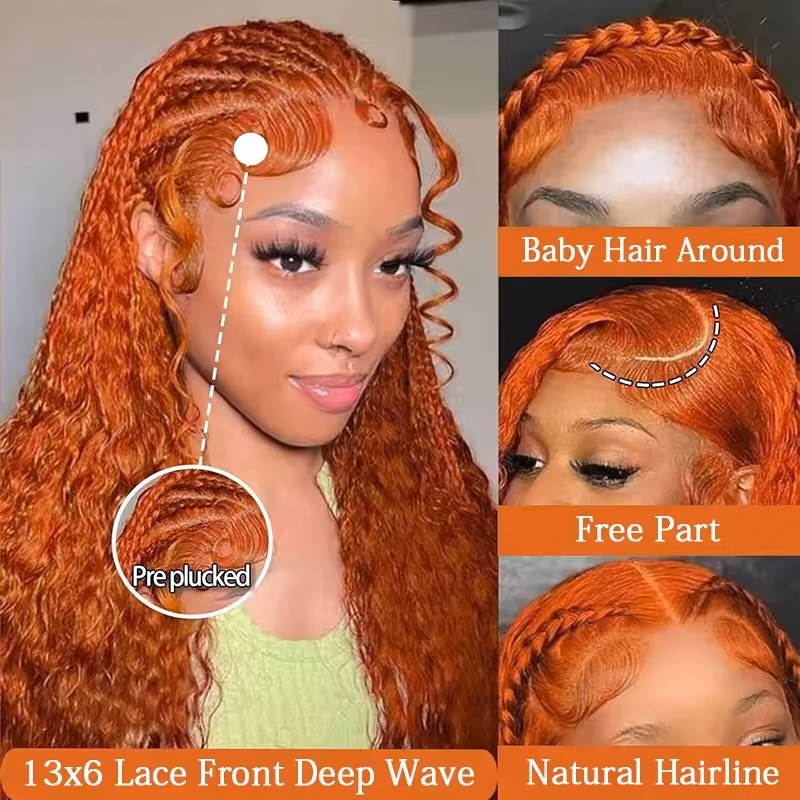 Волна-зимородок цвета имбирно- – обзор и цена Lace Front Wigs